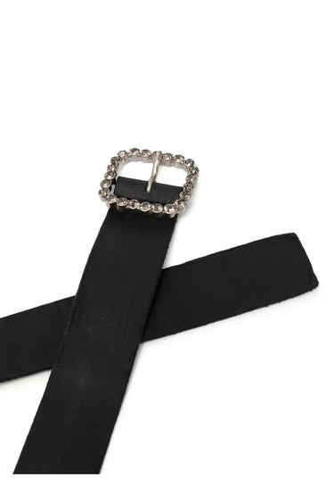 Crystals Buckle Leather Belt in Nero-Accessories-forte_forte-Debs Boutique